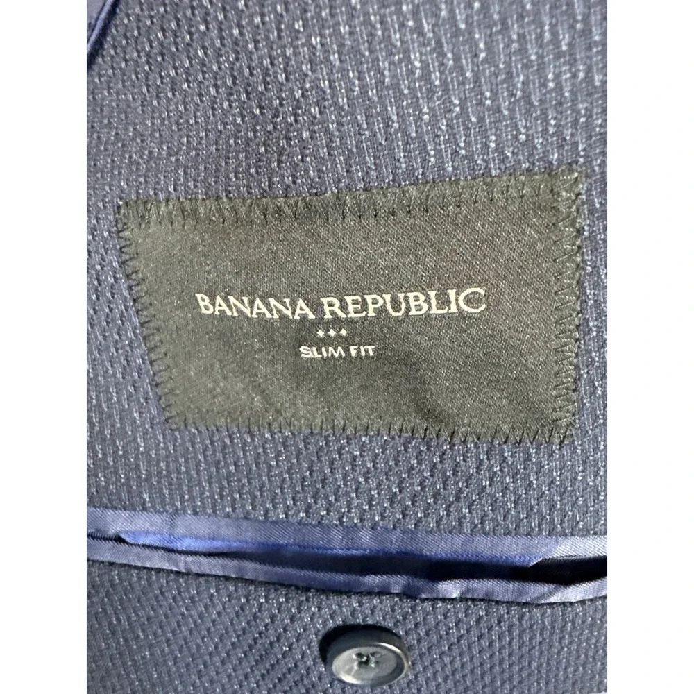 Banana Republic‎ Navy Textured Slim Fit Blazer Suit Jacket Men Size 46R Manager
